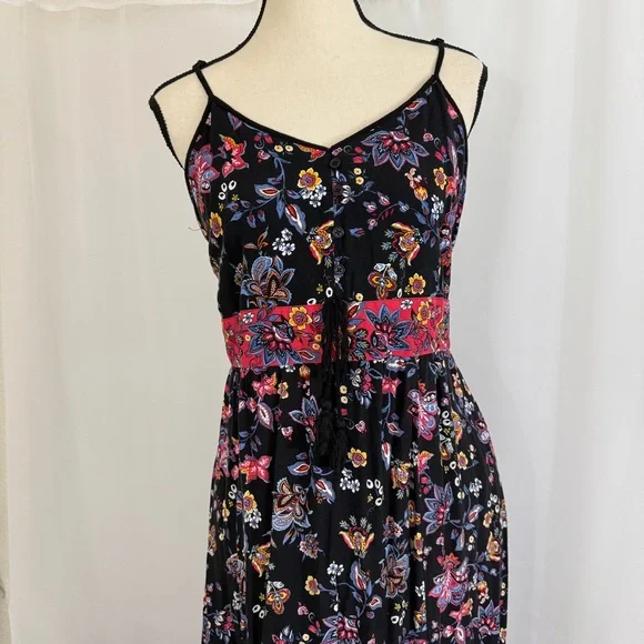 Women’s Xhilaration Multicolor Floral Maxi Dress Size XL - Picture 2 of 6